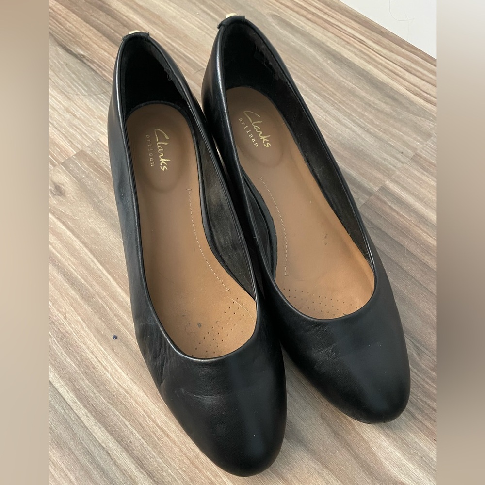 Clarks Black Wedges, size 8.5